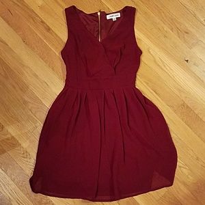 NWOT Deep Red A-Line V-neck Party Dress